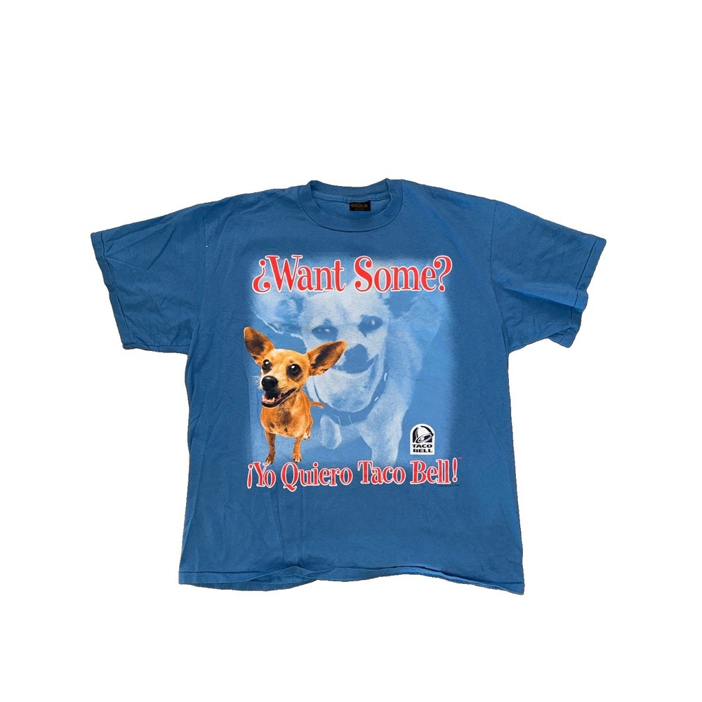 Changes Blue Taco Bell Sz XL "¡Yo Quiero Taco Bell!" ¿Want Some? T Shirt VTG 98